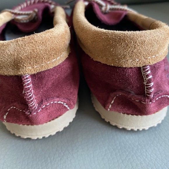 ANIMOC Canada Mocc sz L 6 suede leather moccasin slippers burgundy red plum NWOB - Picture 5 of 12
